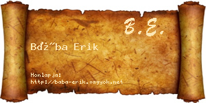 Bába Erik névjegykártya